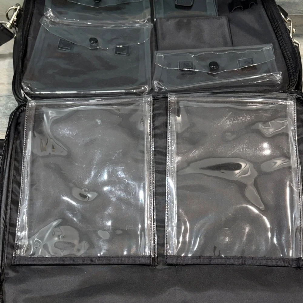 Men's Women’s Avon sellers Black Leather Briefcase with Silver Hardware